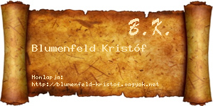 Blumenfeld Kristóf névjegykártya